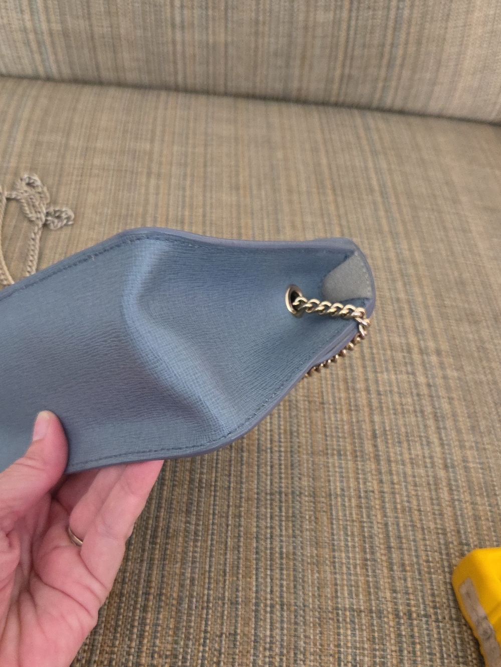 Furla Dusty Blue & Gray Leather Mini Crossbody with Silver Chain - Picture 9 of 11